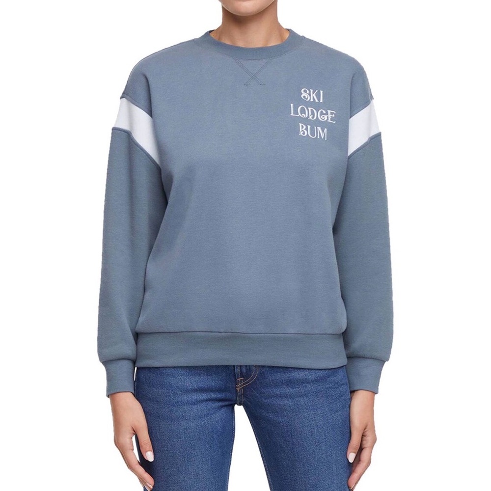 Wildfox Ski Lodge Bum Sweatshirt Size M Blue Oversized Pullover Crewneck New
